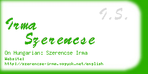 irma szerencse business card